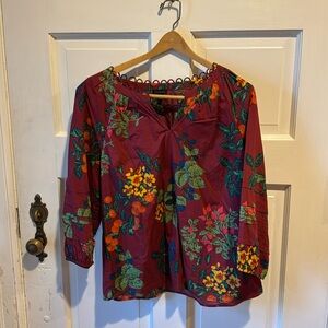 Talbots cotton floral blouse comfortable and appropriate for work or play.